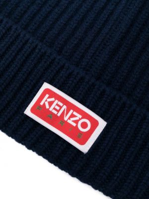 Pletený vlněný čepice Kenzo modrý