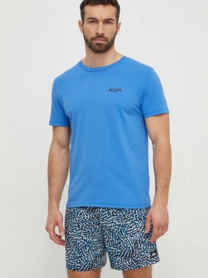 Koszulka z nadrukiem Moschino Underwear niebieska
