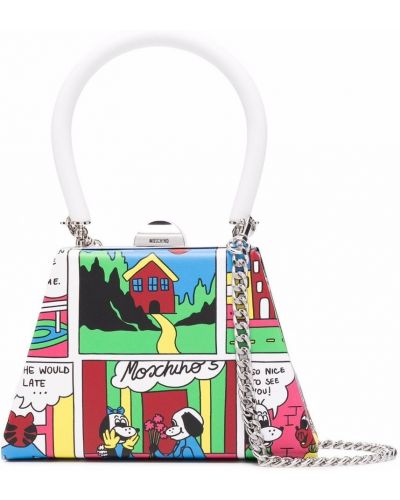 Ριγέ τσάντα shopper με σχέδιο Moschino
