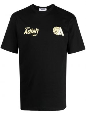 Тениска с принт с кръгло деколте Adish черно