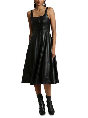 Кожаное платье-трапеция свободного кроя из искусственной кожи Avec Les Filles черное