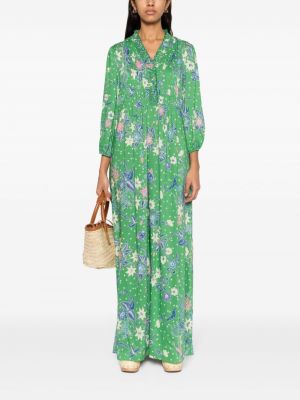Sukienka długa w kwiatki z nadrukiem Dvf Diane Von Furstenberg zielona
