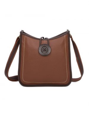 Кожаная сумка через плечо на пуговицах из искусственной кожи Fontanella Fashion коричневая