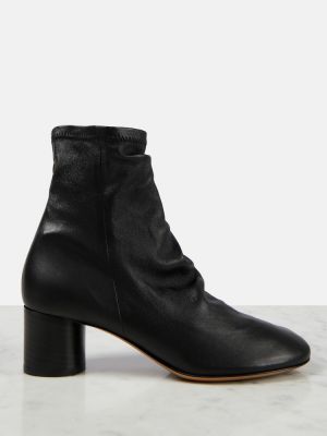 Кожени обувки до глезена Isabel Marant черно