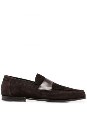 Loafers i mocka med slip-on Santoni brun