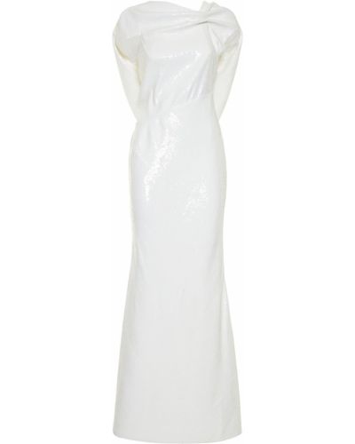 Dlouhé šaty s flitry na zip Roland Mouret - bílá