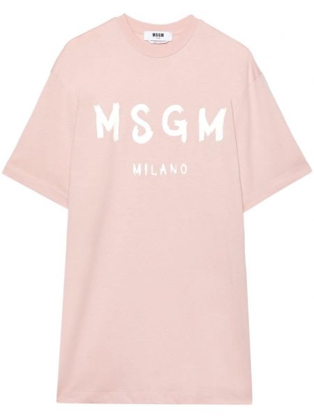 Pamuklu düz elbise Msgm pembe