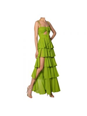 Zielona sukienka długa z falbankami Babylon