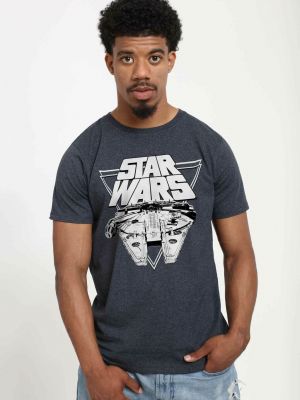 Меланжевая футболка с принтом со звездочками Star Wars черная