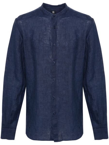 Λινό πουκάμισο Boggi Milano μπλε