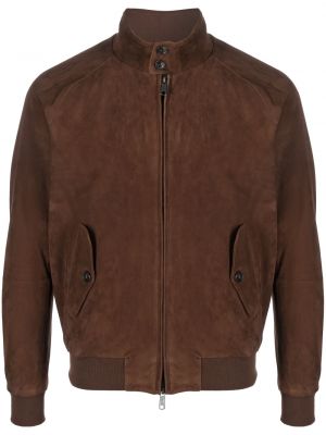 Kožna jakna od brušene kože s patentnim zatvaračem Baracuta smeđa
