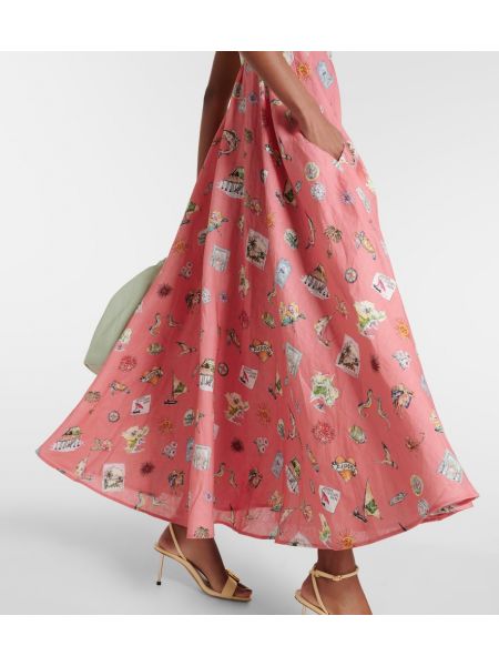 Lněné midi šaty Alemais růžové