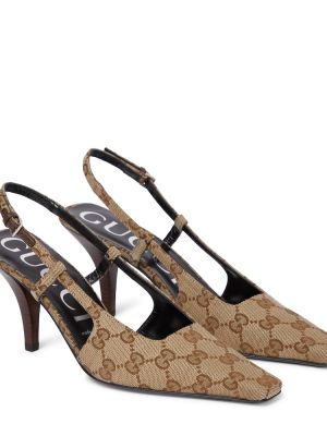 Полуотворени обувки с отворена пета Gucci бежово