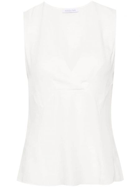 Блуза с v-образно деколте от креп Patrizia Pepe бяло