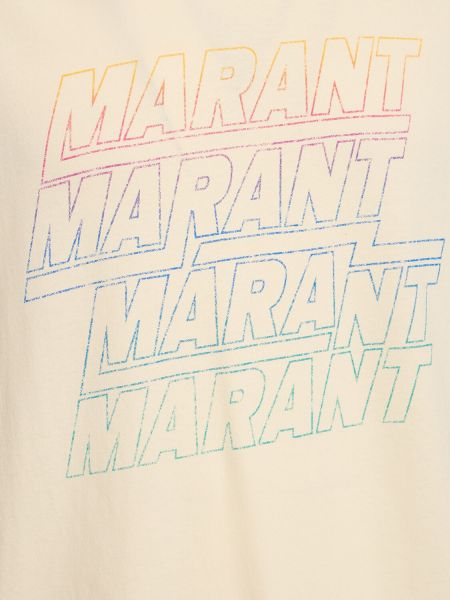 Jersey bombažna majica s potiskom Marant bež