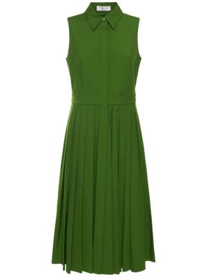 Plisované bavlnené midi šaty Michael Kors Collection zelená
