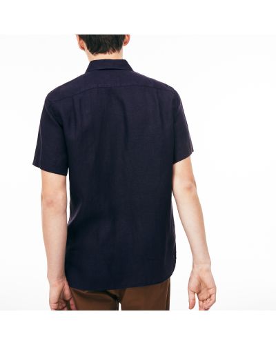 Льняная рубашка Lacoste синяя