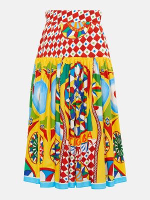 Spódnica midi bawełniana z nadrukiem plisowana Dolce&gabbana
