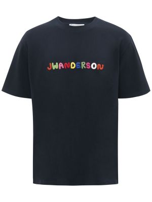 Camiseta con bordado de algodón Jw Anderson azul
