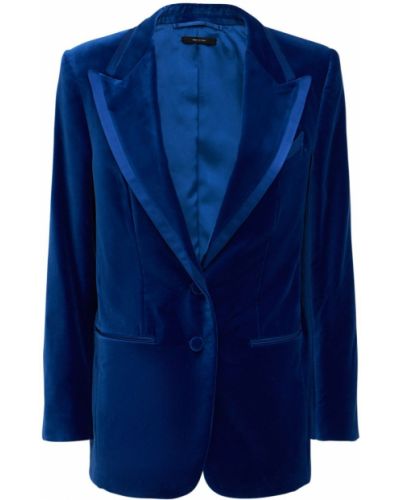 Bavlnené zamatové saténové sako Tom Ford modrá