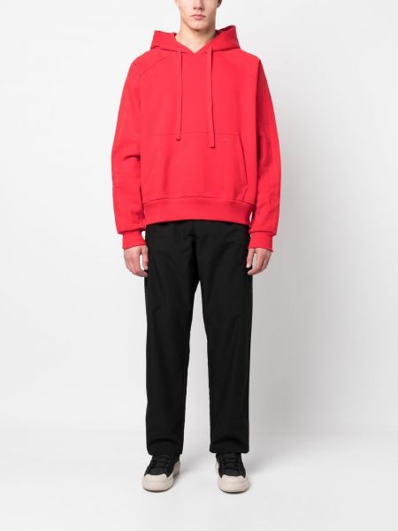 Kokvilnas mežģīņu kapučdžemperis ar šņorēm Adidas sarkans