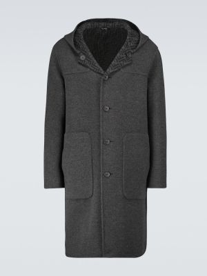 Oboustranný vlněný kabát Fendi šedý