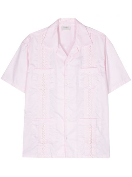 Medvilninė siuvinėta marškiniai Drôle De Monsieur rožinė