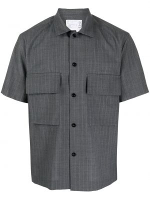 Pruhovaná vlněná košile Sacai šedá