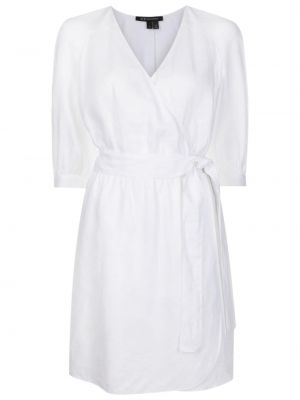 Ленена рокля с v-образно деколте Armani Exchange бяло