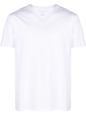 Памучна тениска с v-образно деколте Majestic Filatures бяло