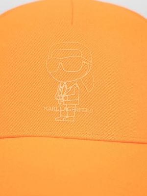 Czapka z daszkiem z nadrukiem Karl Lagerfeld pomarańczowa