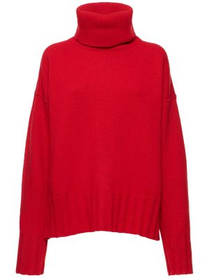 Pull col roulé en laine en tricot col roulé Made In Tomboy rouge