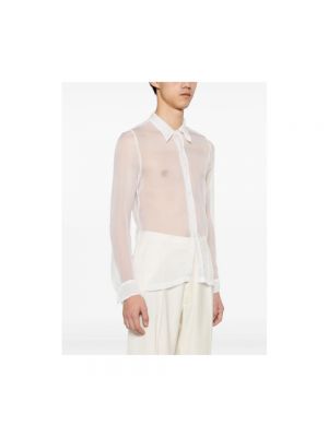 Camisa de seda de gasa transparente Dries Van Noten blanco