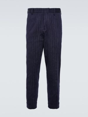 Pruhované rovné kalhoty Dries Van Noten modré