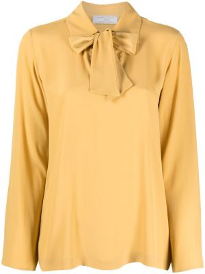 Jedwabna bluzka z kokardką Société Anonyme żółta