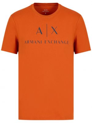 Bavlněné tričko s potiskem Armani Exchange oranžové