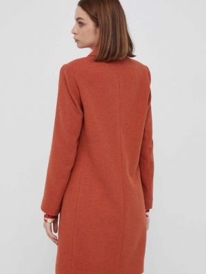 Vlněný kabát Sisley oranžový