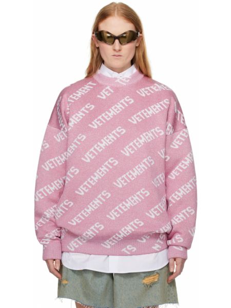 Жаккардовый свитер Vetements розовый