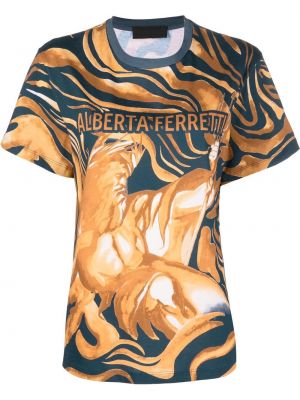 T-shirt en coton à imprimé Alberta Ferretti bleu