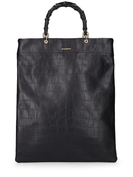 Kožená nákupná taška Jil Sander čierna