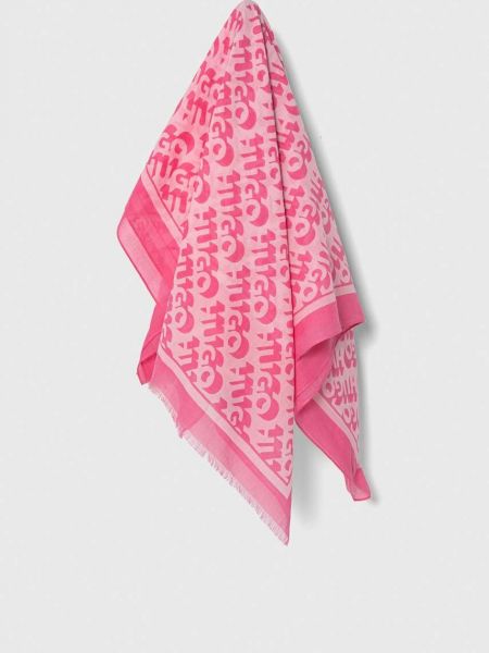 Бавовняний шарф Hugo рожевий