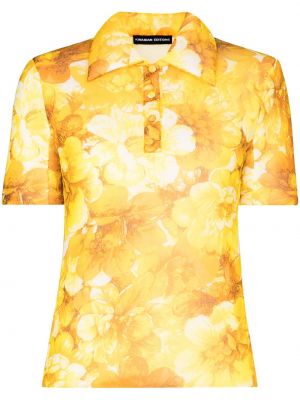 Koszula w kwiaty z printem Kwaidan Editions, żółty