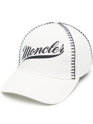 Памучна шапка с козирки Moncler бяло