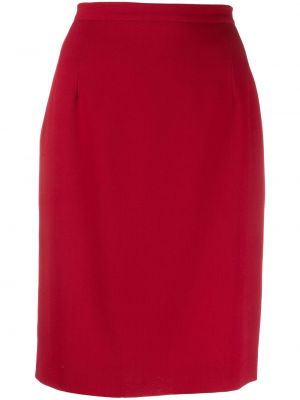 Vlněné pouzdrová sukně s vysokým pasem na zip Gianfranco Ferré Pre-owned - červená
