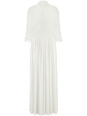 Drapované dlouhé šaty Ferragamo bílé