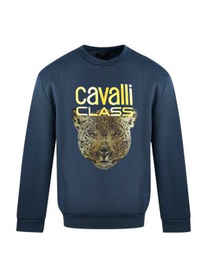 Леопардовый свитер с принтом Roberto Cavalli синий