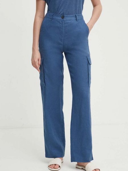 Pantaloni cu talie înaltă de in United Colors Of Benetton albastru