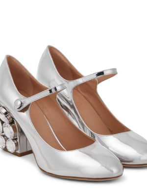 Pantofi cu toc din piele Giambattista Valli argintiu