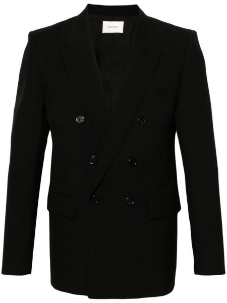 Uld dobbeltradet blazer Saint Laurent sort