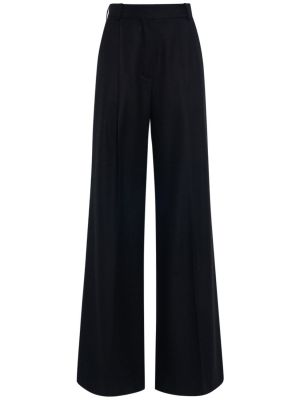 Kašmírové rovné kalhoty s vysokým pasem Loro Piana černé